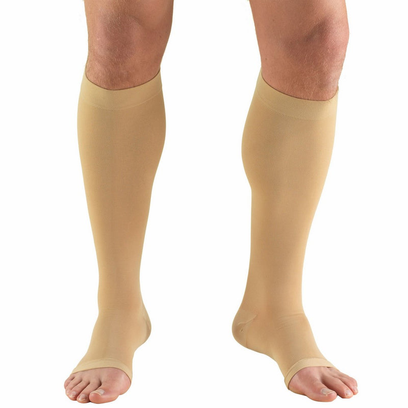 Truform Compression Stockings, 20-30 mmHg, Knee High, Open Toe, Beige, 2X-Large