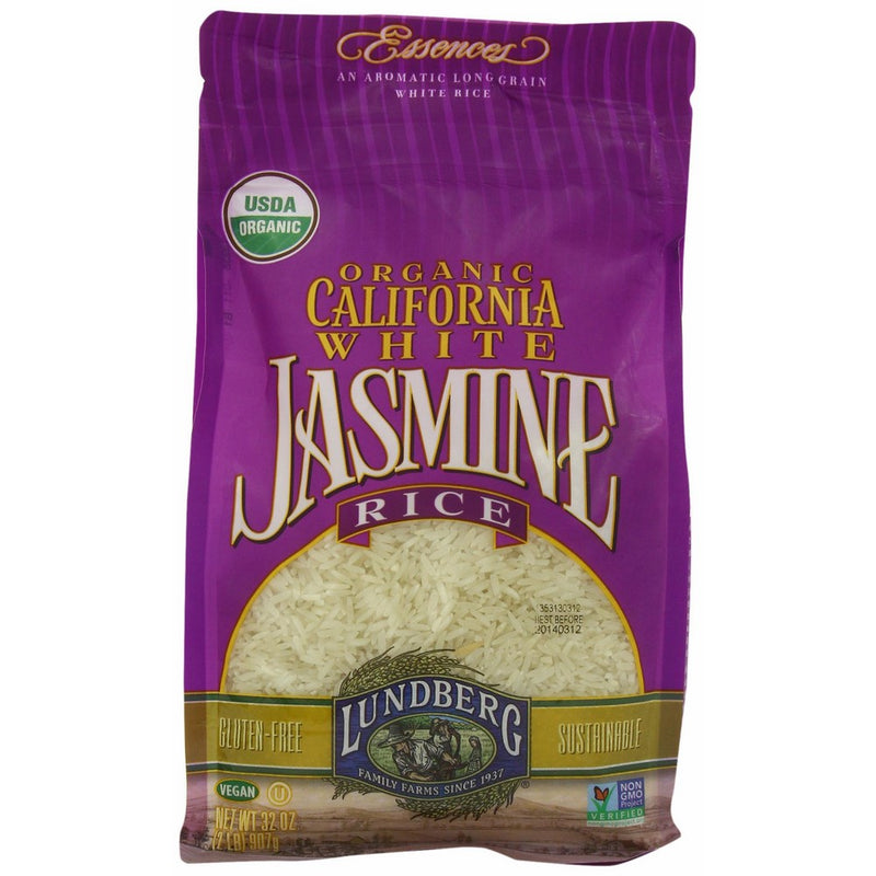 Lundberg Family Farms Organic Jasmine Rice, California White, 32 Ounce (Pack of 6)