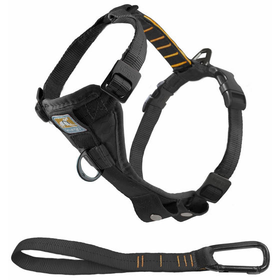 Kurgo Tru-Fit No Pull Dog Harness and Easy Dog Walking Harness with Pet Seatbelt Tether for Car, Black, Medium