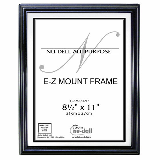 Nudell 8.5" x 11" EZ Mount Economy Document Frame Plastic Face, Black