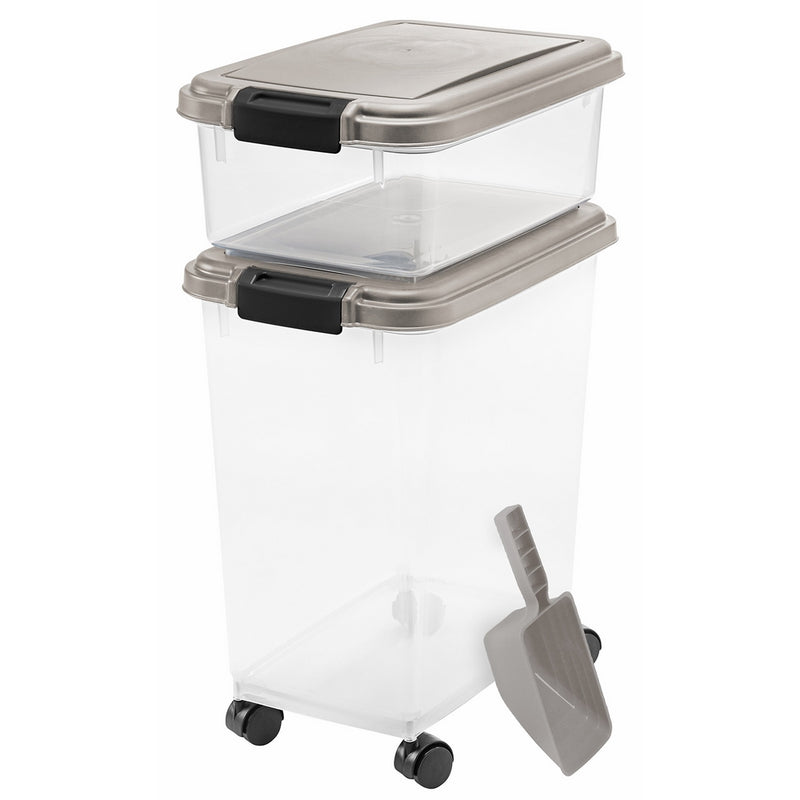 IRIS USA, Inc. 3- Piece Airtight Pet Food Storage Container Combo, Chrome