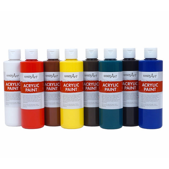 Handy Art 8 Color-8 Ounce Primary Acrylic Paint Set, Assorted