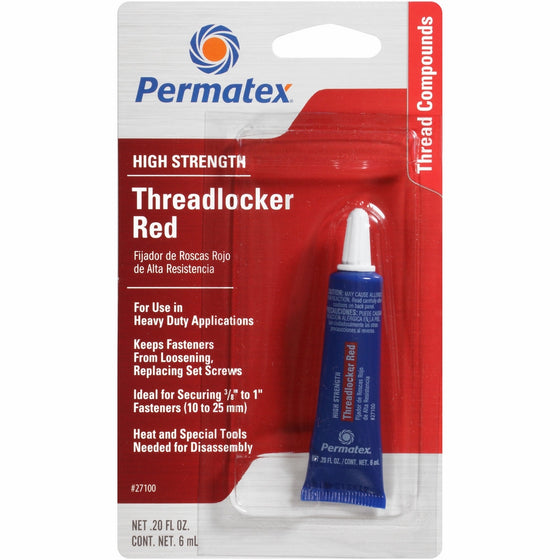 Permatex 27100 High Strength Threadlocker Red, 6 ml