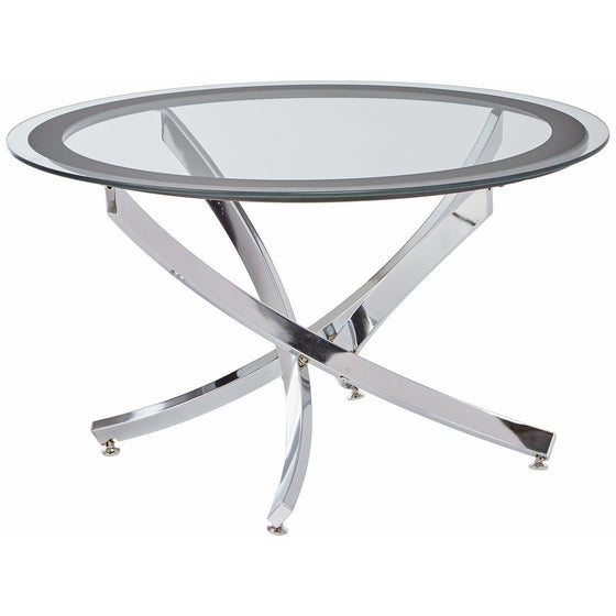 Coaster Occasional Group Contemporary Glass Top Chrome Coffee Table with Tempered Glass Top