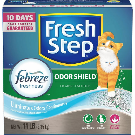 Fresh Step Odor Shield Scented Litter with the Power of Febreze, Clumping Cat Litter, 14 Pounds