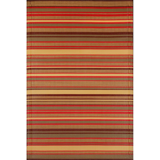 Mad Mats Stripes Indoor/Outdoor Floor Mat, 4 by 6-Feet, Warm Brown