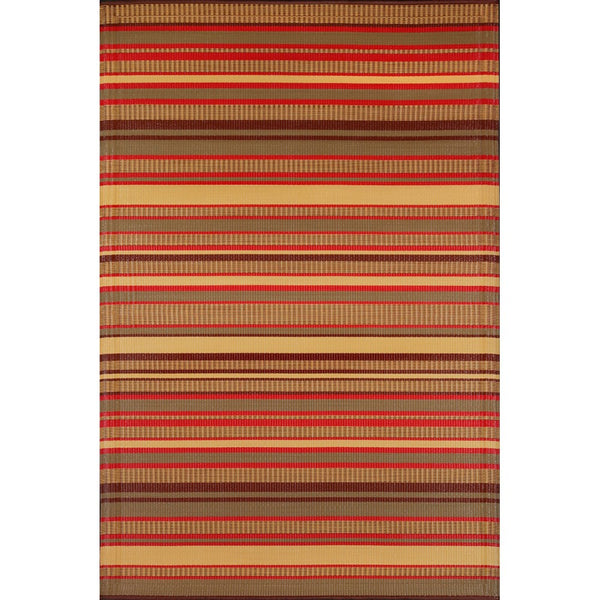 Mad Mats Stripes Indoor/Outdoor Floor Mat, 4 by 6-Feet, Warm Brown