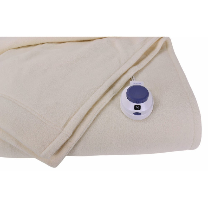 SoftHeat Luxury Micro-Fleece Low-Voltage Electric Heated Twin Size Blanket, Natural