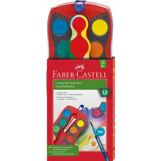 Creativity for Kids Faber-Castell 125023 Connector Paint Box, Set of 12 Watercolors with Brush