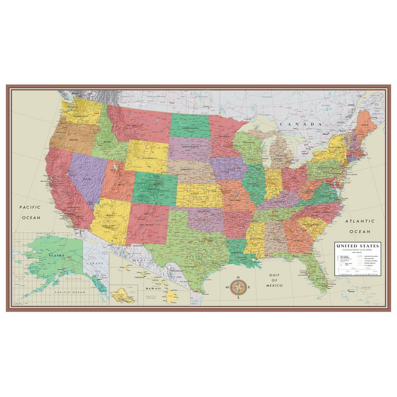 48x78 Huge United States, USA Contemporary Elite Wall Map Poster (48x78 LAMINATED)