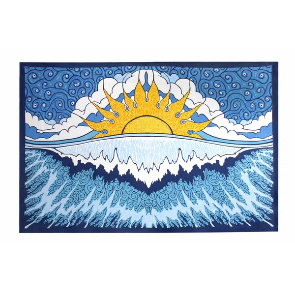 Sunshine Joy Sun Wave Surf Tapestry Tablecloth Beach Sheet Wall Art 60x 90 Inches - Classic