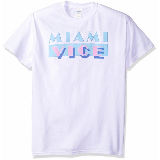 Trevco Men's Miami Vice Short Sleeve T-Shirt, Logo White, Large