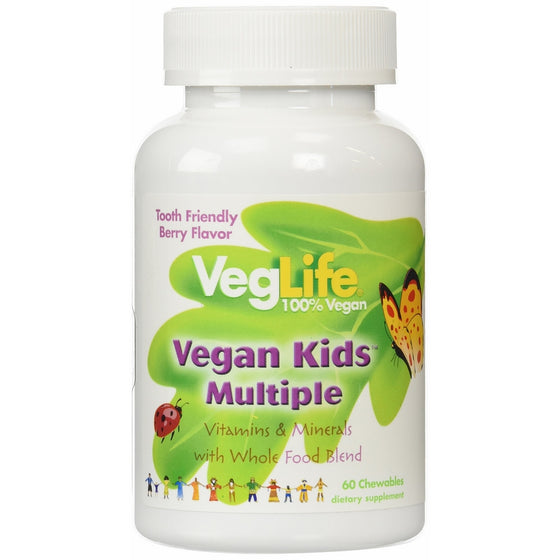 VegLife Multiple Vegan for Kids Chewable Tablets, Berry, 60 Count