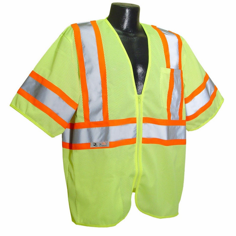 Radians SV22-3ZGM-M Polyester Mesh Economy Class-3 Safety Vests with Two Tone Trim, Medium, Green