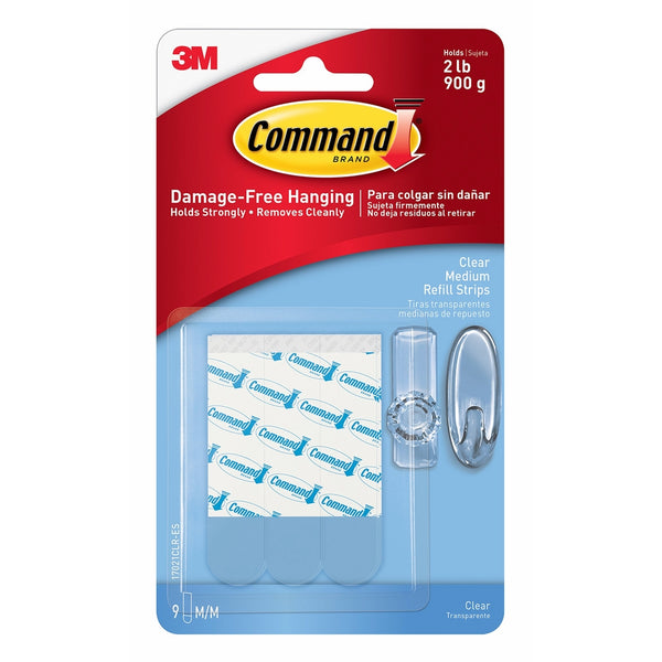 Command Refill Strips, Medium, Clear, 9-Strips (17021CLR-ES)