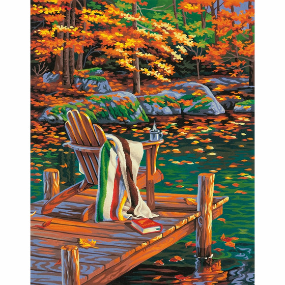 Dimensions Crafts 73-91468 Paint Works Paint by Number Kit, Golden Pond