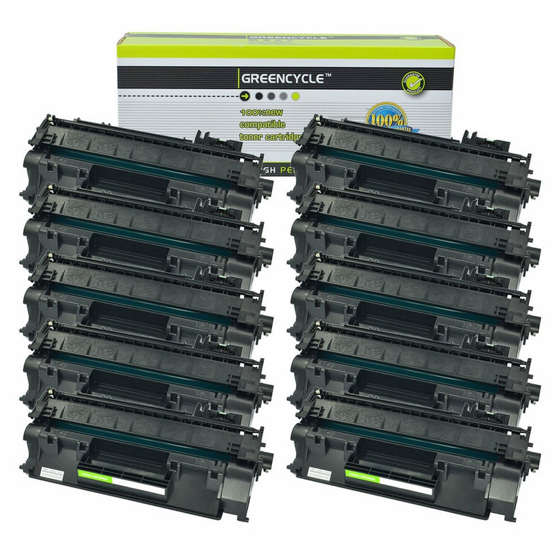 GREENCYCLE 10 Pack CE505A 05A Black Toner Cartridge Compatible for LaserJet P2035 P2035n P2050 P2055 P2055x P2055d P2055dn Series Printer