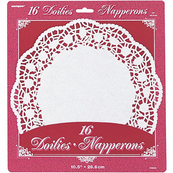 10.5" White Paper Doilies, 16ct