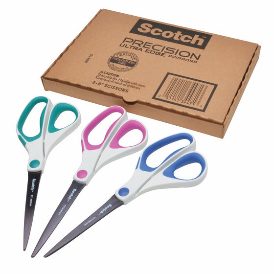 Scotch Precision Ultra Edge Titanium Scissors, 8 Inch, 3-Pack (1458-3AMZ)