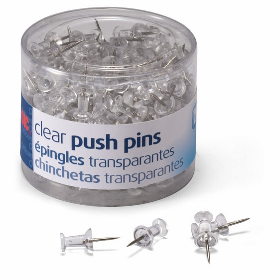 Officemate Push Pins, Clear, 200 Count (35711)