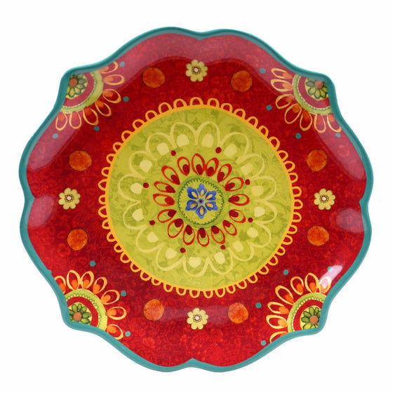 Certified International 22454 Tunisian Sunset Round Scallop Shaped Platter, 13.25", Multicolor