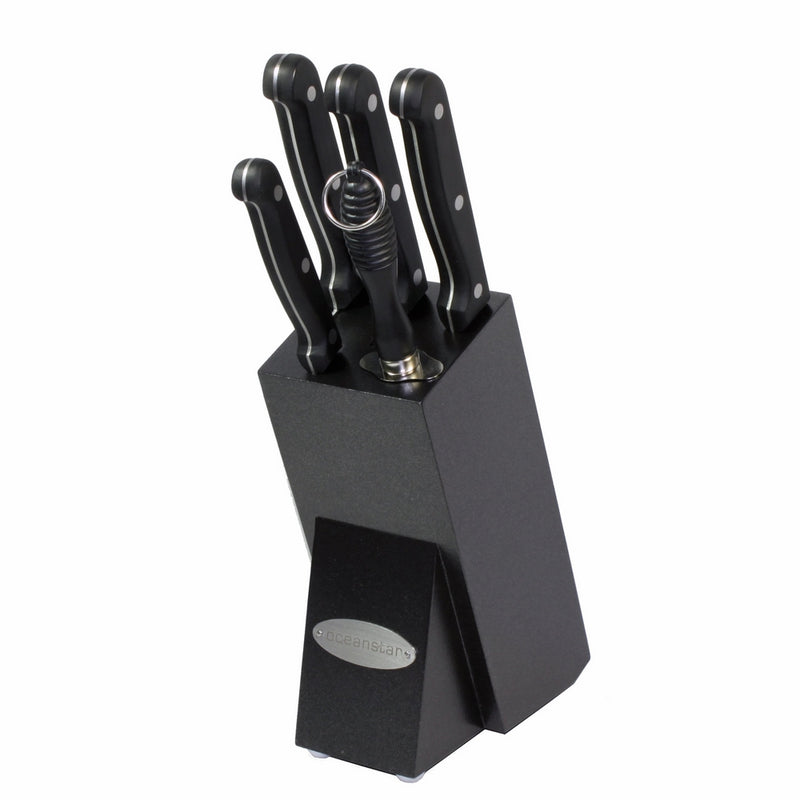 Oceanstar KS1200 Contemporary Knife Set with Block, Elegant Black, 6-Piece