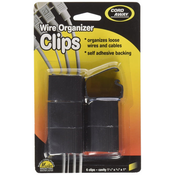 Cord Away Master Wire Clips, 6-Pack, Black (00204)