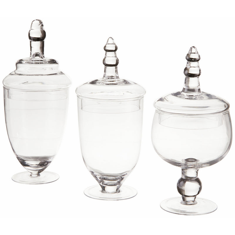 Home Essentials Terra Collection Assorted Footed Glass Canisters With Lids (Set of 3)