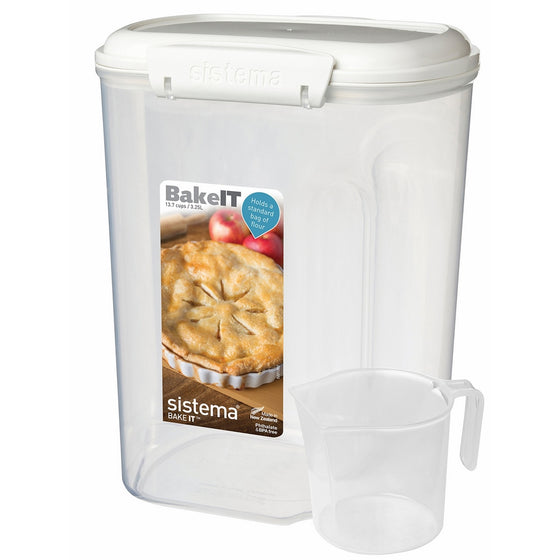 Sistema Bake It Food Storage for Baking Ingredients, Flour Container with Measuring Cup, 14 Cup