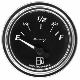 Equus 7362 2" Fuel Level Gauge, Chrome with Black Dial