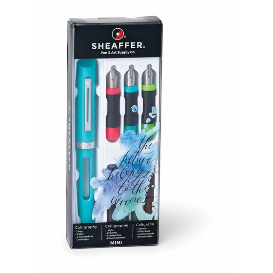 Sheaffer Calligraphy Mini Kit with 1 Viewpoint Fountain Pen, 3 Nib Sizes, 4 Ink Cartridges and an Instruction Booklet (83403)