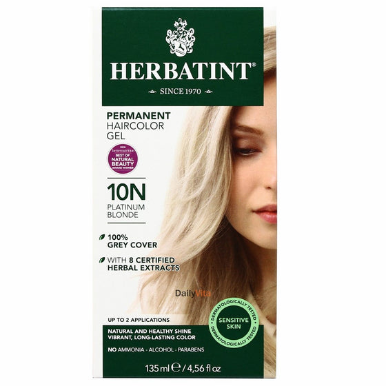 Herbatint Permanent Herbal Haircolour Gel, Platinum Blonde 10 N, 4.56 Ounce