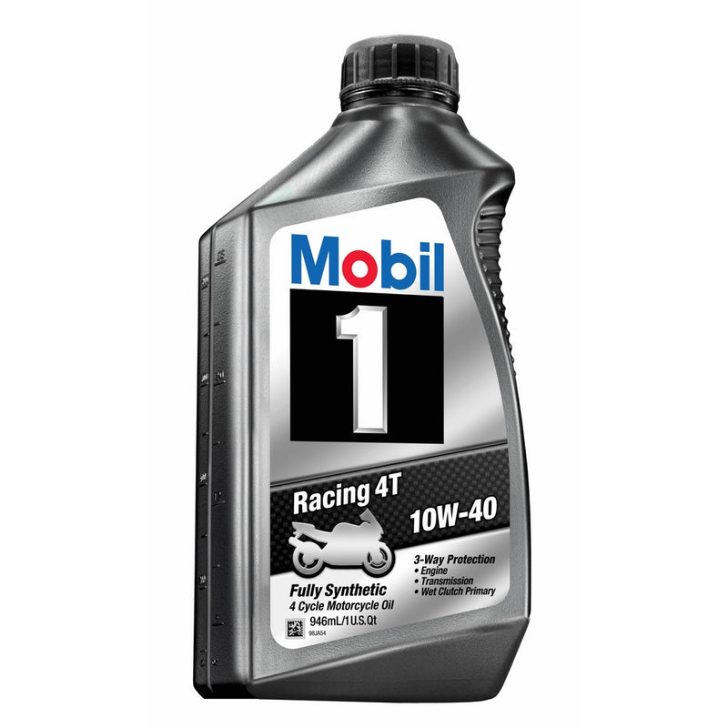 Mobil 1 98JA11 10W-40 Racing 4T Motorcycle Oil for Sport Bikes - 1 Quart (Pack of 6)
