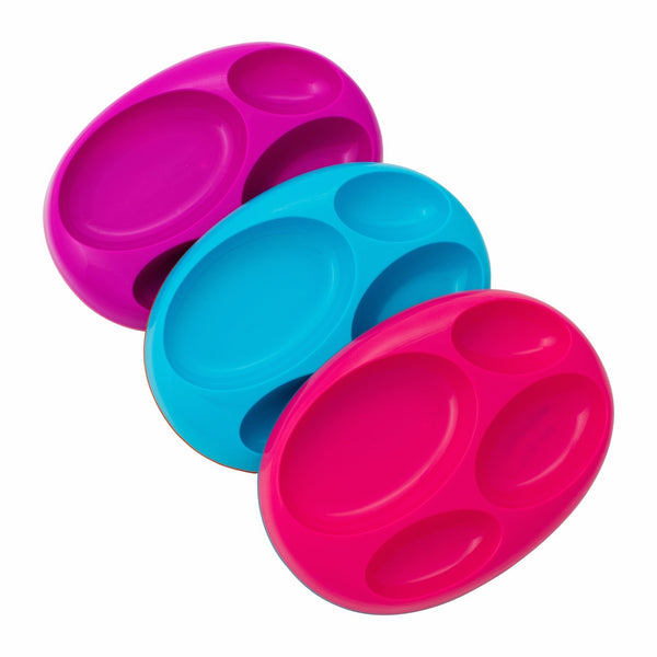 Boon Platter Edgeless Nonskid Divided Plate, Purple/Blue/pink