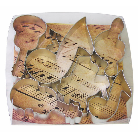 R&M International 1876 Musical Cookie Cutters, Piano, 3 Music Notes, G Clef, Guitar, Violin, 6-Piece Set