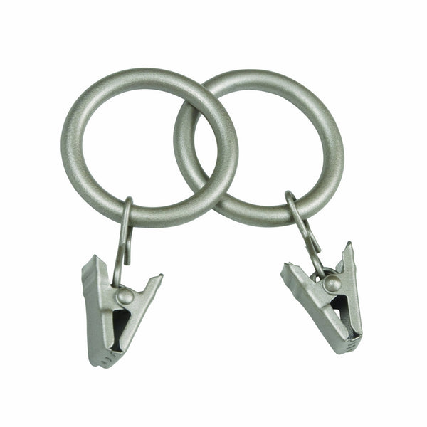 Kenney Real Home Window Curtain Clip Rings, Set of 14, Pewter