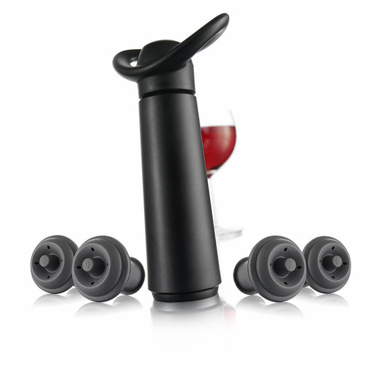 The Original Vacu Vin Wine Saver Concerto with 4 Vacuum Stopper – Black