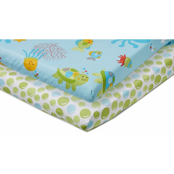 Little Bedding by NoJo Ocean Dreams - 2 Count Crib Sheet Set