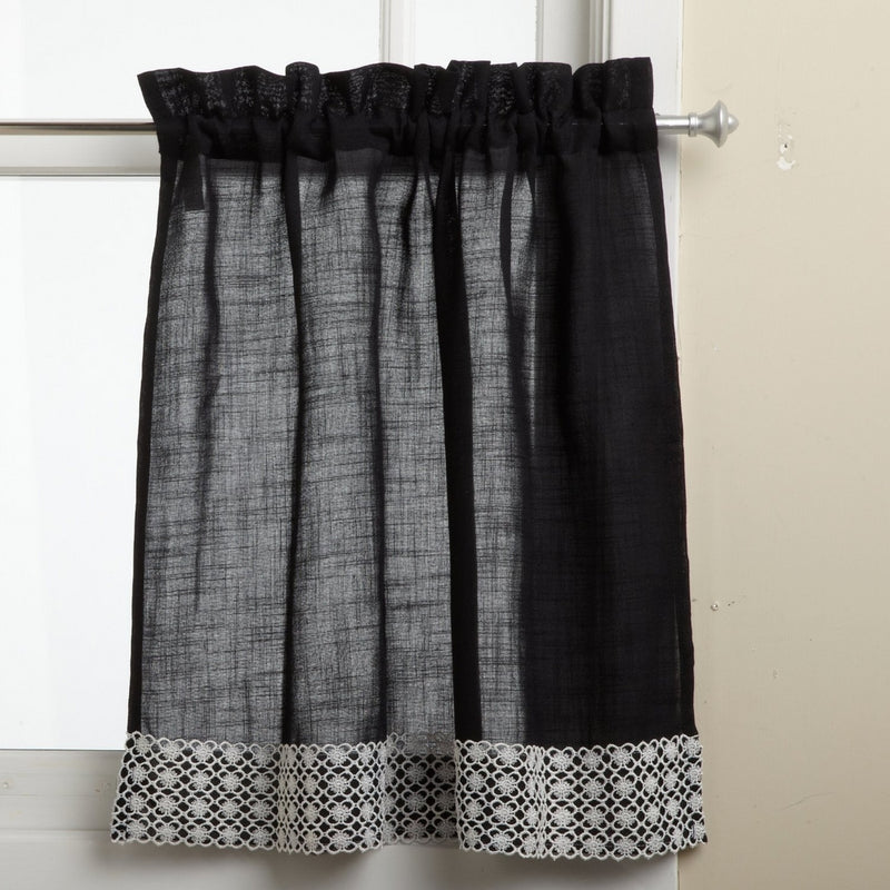 Lorraine Home Fashions Salem 60-inch x 36-inch Tier Curtain Pair, Black