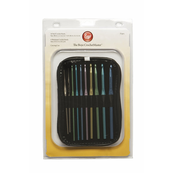 Boye Crochet Master Steel and Aluminum Crochet Hook Set - 24 hooks