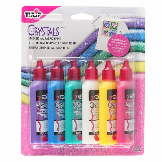 Tulip 15552 Dimensional Crystal Fabric Paint, 6-Pack