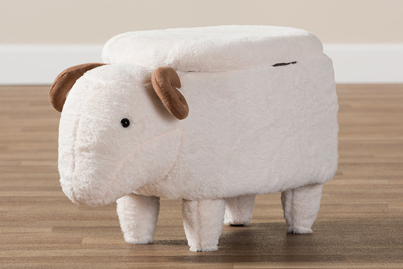 Baxton Studio Pecora Contemporary Wool Upholstered Sheep Storage Ottoman