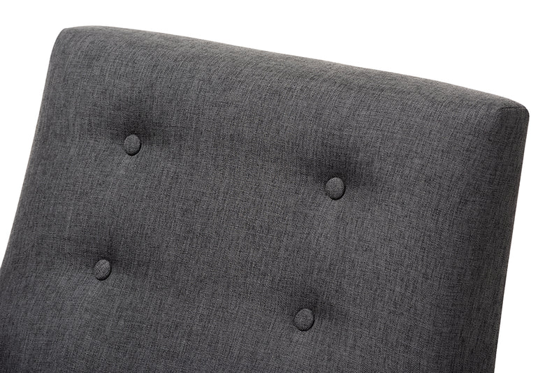 Baxton Studio Perris Mid-Century Modern Dark Grey Fabric Upholstered Walnut Wood Lounge Chair