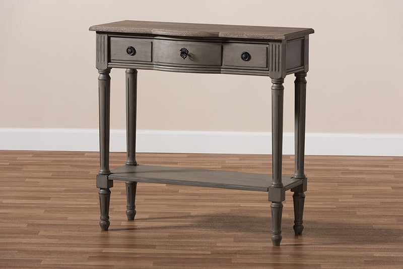 Baxton Studio Noelle French Provincial Gray Finished 1-Drawer Wood Console Table