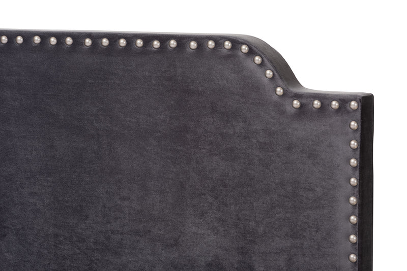 Baxton Studio Darcy Luxe and Glamour Dark Grey Velvet Upholstered Full Size Bed