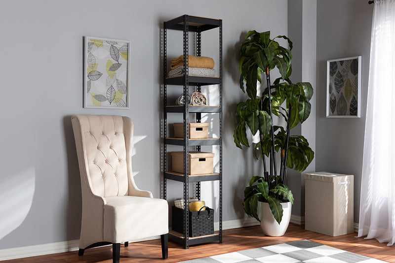 Baxton Studio Gavin Modern and Contemporary Black Metal 5-Shelf Closet Storage Racking Organizer