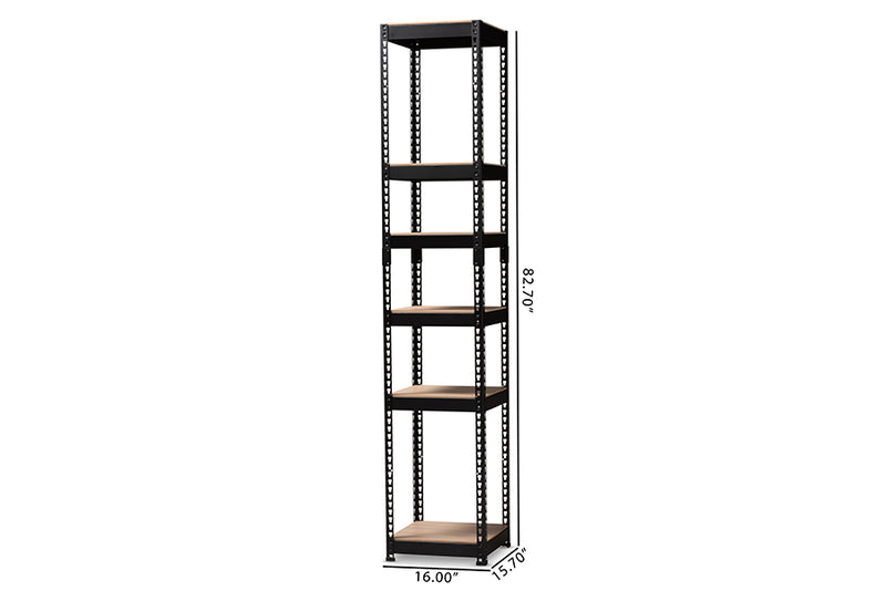 Baxton Studio Gavin Modern and Contemporary Black Metal 5-Shelf Closet Storage Racking Organizer