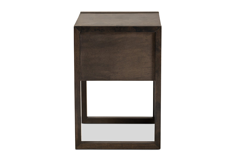 Baxton Studio Inicio Modern and Contemporary Charcoal Brown Finished 1-Drawer Wood Nightstand