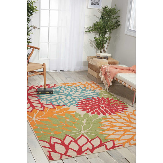 Nourison Aloha (ALH05) Green Rectangle Area Rug, 5-Feet 3-Inches by 7-Feet 5-Inches (5'3" x 7'5")