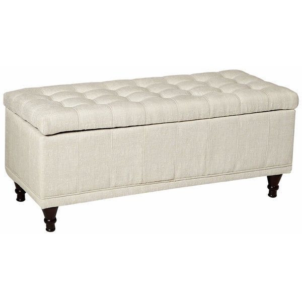 Homelegance 4730NF Lift Top Storage Bench with Tufted Accents, Beige Fabric